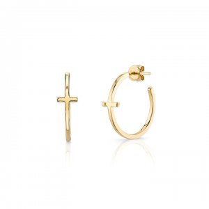 Pure Gold Small Cross Hoops