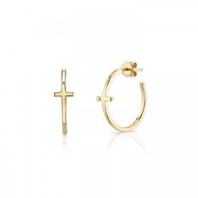 Pure Gold Small Cross Hoops