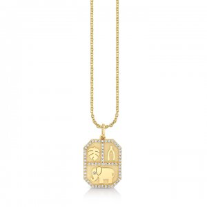 Gold & Diamond Rectangular Tricon Charm