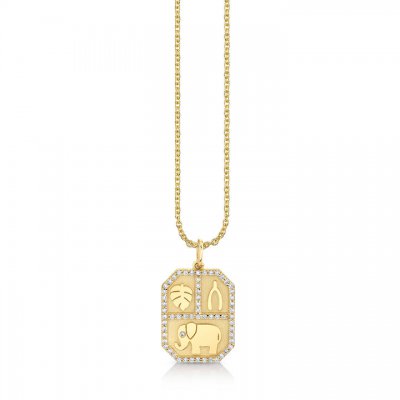 Gold & Diamond Rectangular Tricon Charm