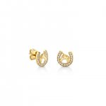 Gold & Diamond Horse Horseshoe Stud