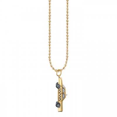 Men's Collection Gold & Diamond Taxi Cab Necklace