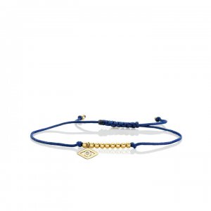 Gold & Diamond Tiny Evil Eye Cord Bracelet