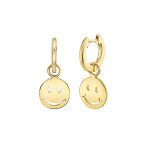 Pure Gold Happy Face Hoop Earrings