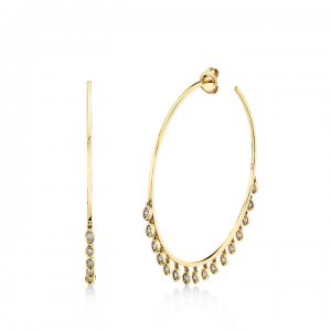 Gold & Diamond Large Marquise Eye Fringe Hoops