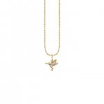 Gold & Diamond Tiny Hummingbird Charm