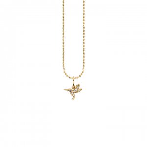 Gold & Diamond Tiny Hummingbird Charm