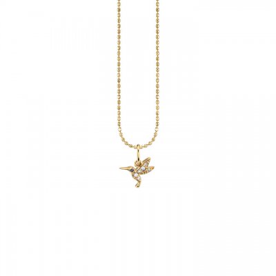 Gold & Diamond Tiny Hummingbird Charm