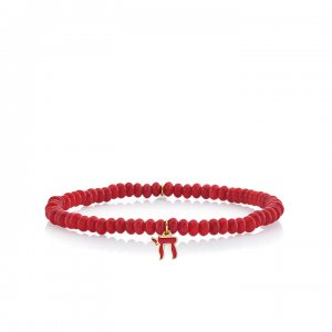 Little Loves Gold & Enamel Chai on Red Bamboo Coral