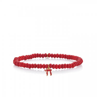 Little Loves Gold & Enamel Chai on Red Bamboo Coral