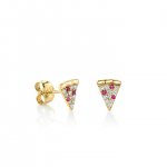 Gold Diamond & Ruby Pizza Slice Stud