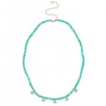 Gold & Diamond Tiny Evil Eye Turquoise Beaded Necklace