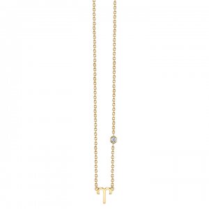 Gold Plated Sterling Silver Zodiac Necklace with Bezel Set Diamond