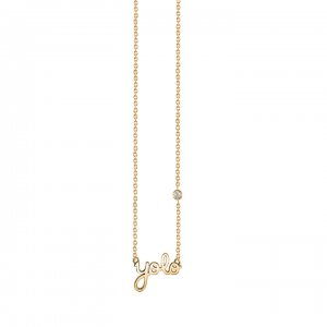 Gold Plated Sterling Silver Yolo Necklace with Bezel Set Diamond