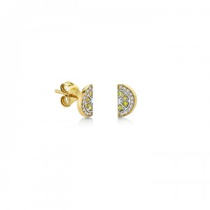 Gold & Diamond Citrus Slice Stud