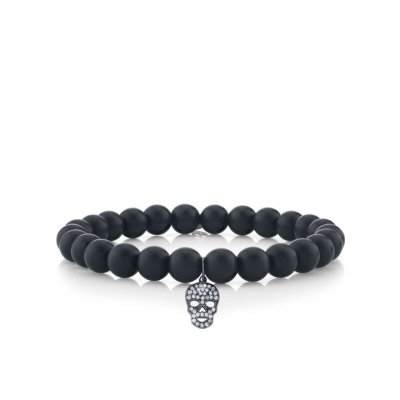 Men's Collection Mini Black Rhodium & Pave Diamond Skull on Matte Black Onyx