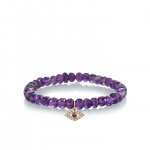 Gold & Diamond Large Evil Eye on Amethyst