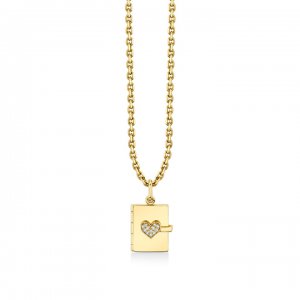 Gold & Diamond Heart Locket Charm