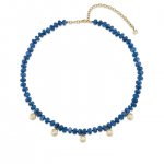 Gold & Diamond Fluted Multi-Charm Kyanite Necklace