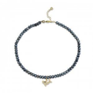 Gold & Diamond Shark Mystic Black Spinel Anklet