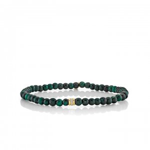 Men's Collection Gold & Diamond Eternity Rondelle on Malachite