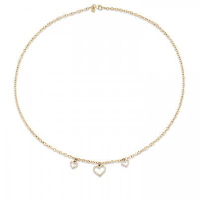 Gold & Diamond Three Heart Necklace