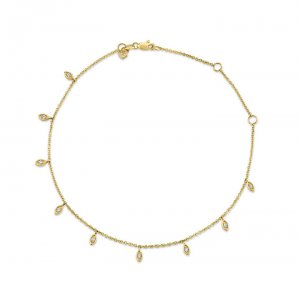 Gold & Diamond Marquise Fringe Anklet