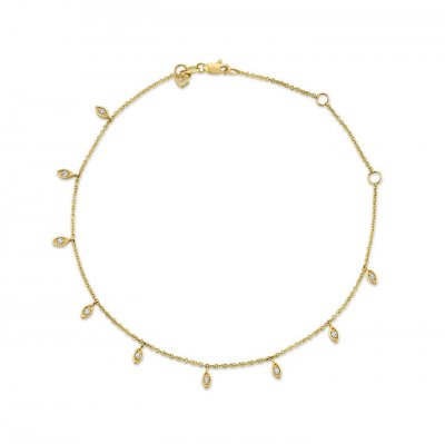 Gold & Diamond Marquise Fringe Anklet