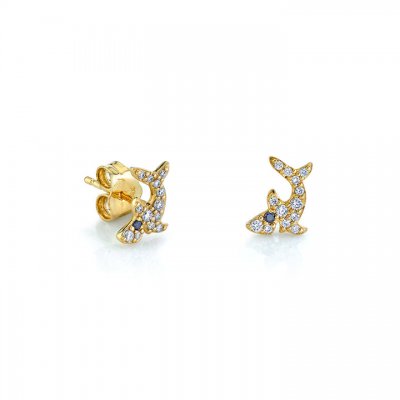 Gold & Diamond Shark Stud