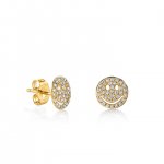 Gold & Diamond Small Happy Face Stud