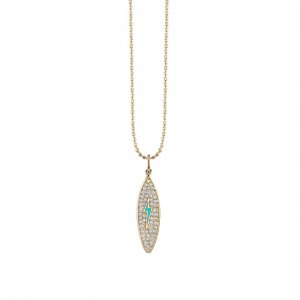 Little Loves Gold & Diamond Enamel Surfboard Necklace