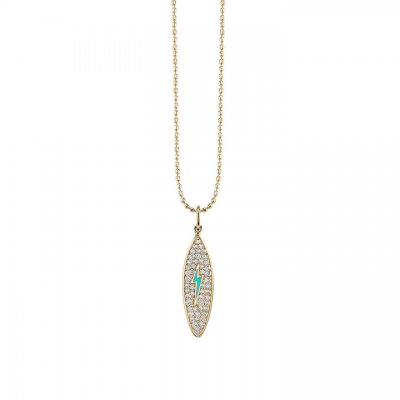 Little Loves Gold & Diamond Enamel Surfboard Necklace