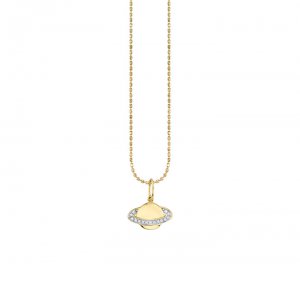 Gold & Diamond Small Saturn Charm