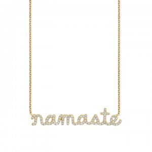 Gold & Diamond Namaste Script Necklace