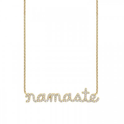 Gold & Diamond Namaste Script Necklace