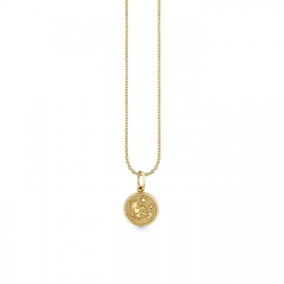 Little Loves Gold & Diamond Tiny Cupid Coin Necklace