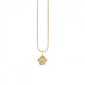 Little Loves Gold & Diamond Small Paw Print Necklace