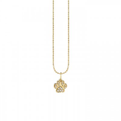 Little Loves Gold & Diamond Small Paw Print Necklace