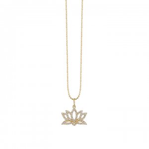 Gold & Diamond Pave Lotus Charm