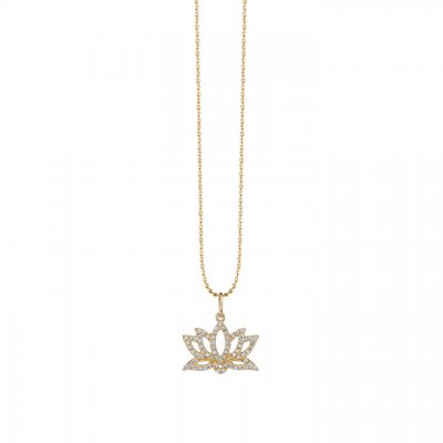 Gold & Diamond Pave Lotus Charm