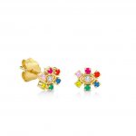 Gold & Rainbow Marquise Eye Flower Stud