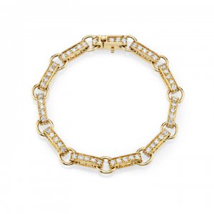 Gold & Diamond Large Rectangle Link Bracelet