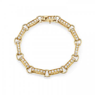 Gold & Diamond Large Rectangle Link Bracelet