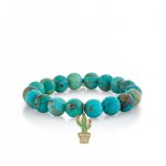 Gold & Diamond Potted Cactus on Matrix Turquoise