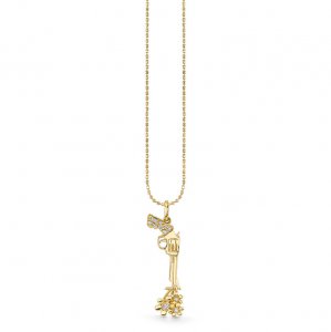 Gold & Diamond Gun and Flowers Charm