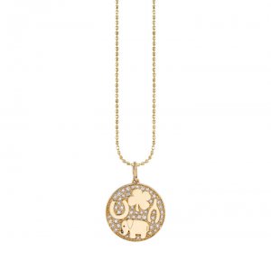 Gold & Pave Diamond Luck Tableau Medallion Charm