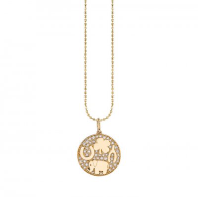 Gold & Pave Diamond Luck Tableau Medallion Charm