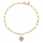 Gold & Diamond Heart Anklet