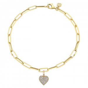 Gold & Diamond Heart Anklet