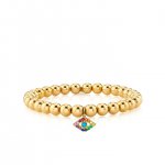 Gold & Rainbow Large Evil Eye on Gold Beads